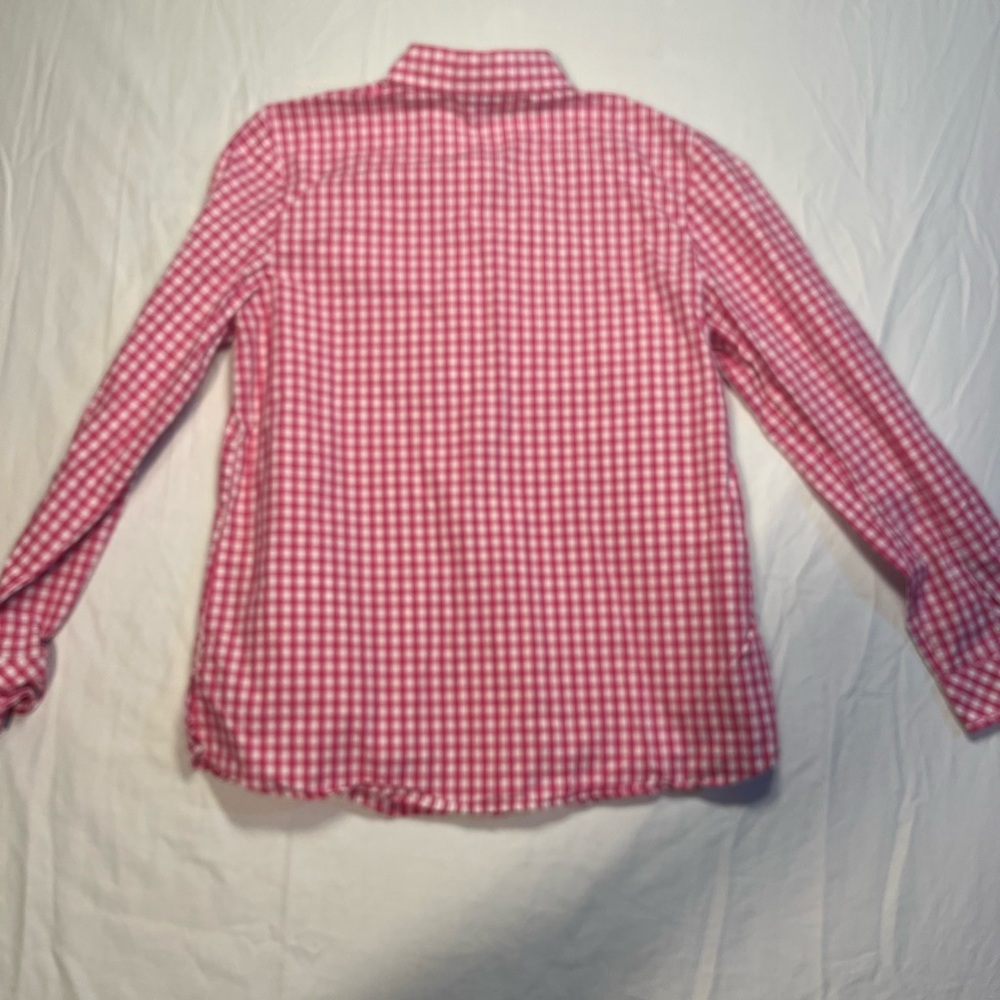 Appleseeds Raspberry hot pink gingham button down blouse 12 - Picture 5 of 8